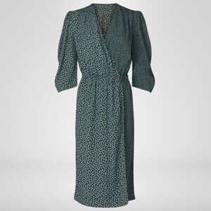 SEE BY CHLOÉ Flowers & Dots Printed Wrap Dress In Green Blue Size 34 / 2